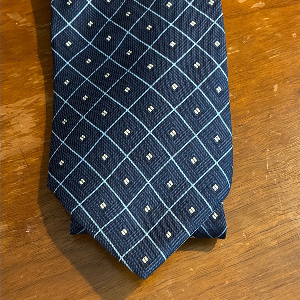 Vintage Nautica Navy and Light Blue Checkered Tie